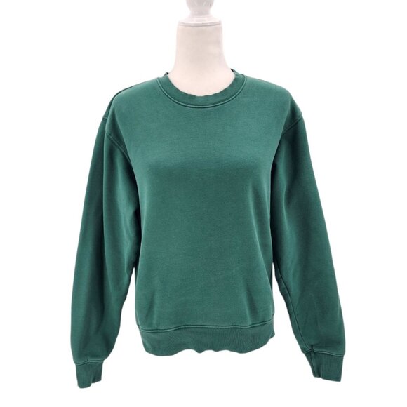 Aritzia TNA Cozy Fleece Womens Small Perfect Sweatshirt Green Long Sleeve Crew - Picture 1 of 10